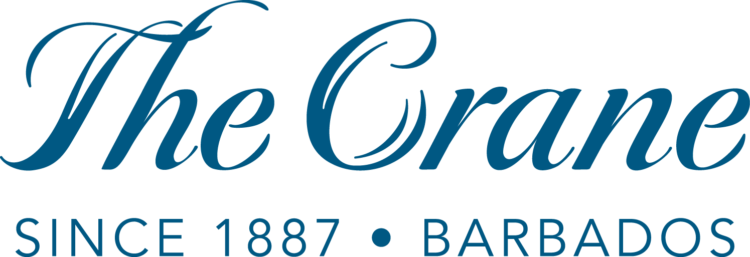 The logo of The Crane, a business or establishment in Barbados, established in 1887, with stylized cursive font for the name and smaller sans-serif text for location and founding year.