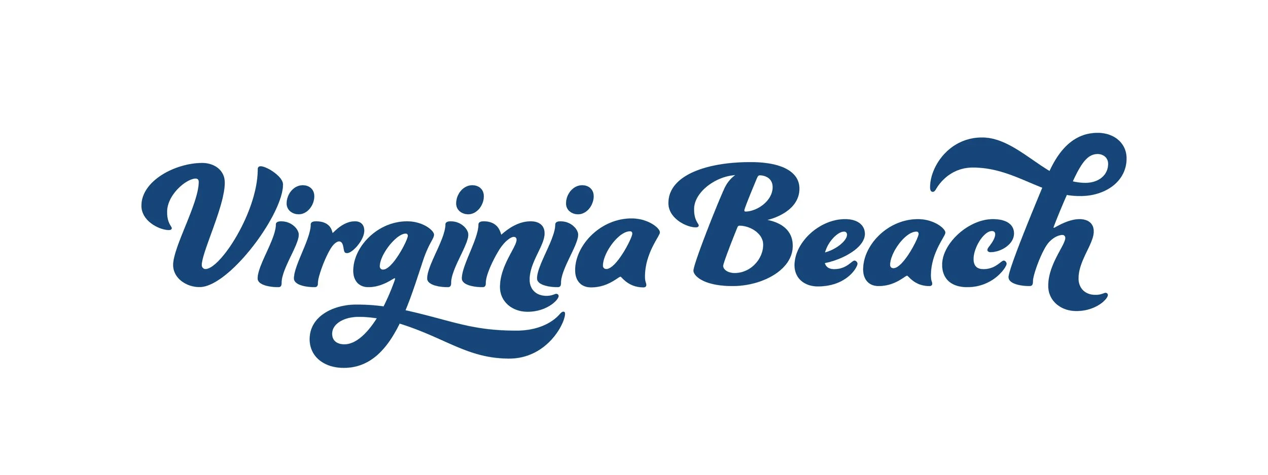 Virginia Beach logo in navy blue cursive font.
