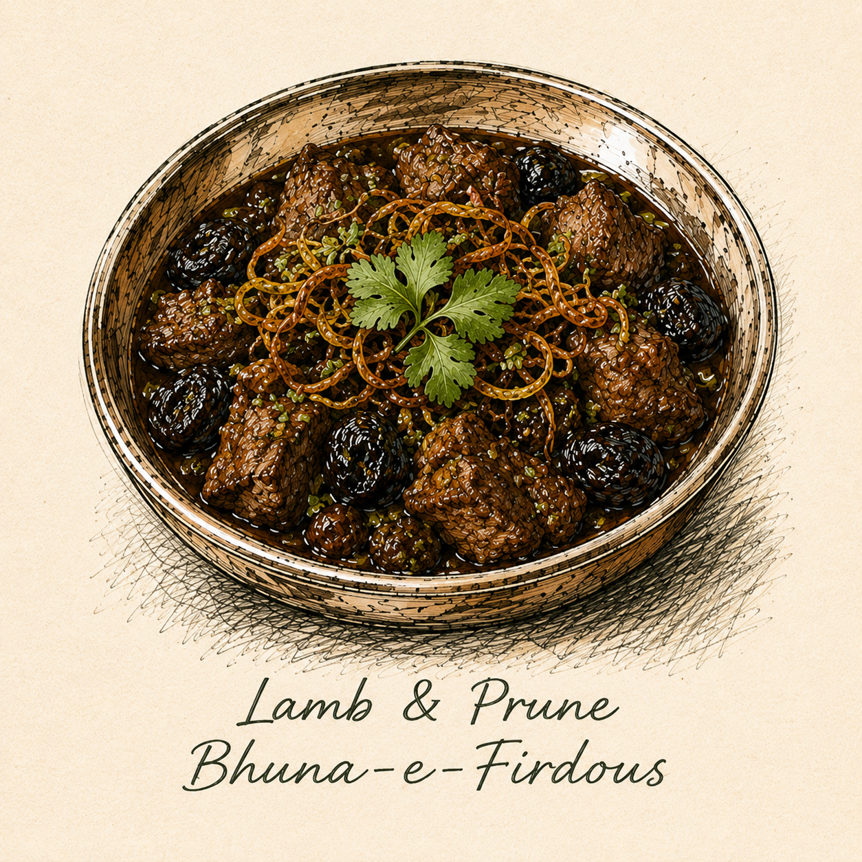 lamb prune bhuna