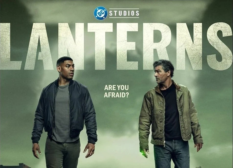 Aaron Pierre as John Stewart and Kyle Chandler as Hal Jordan featured on a poster for the HBO series Lanterns.