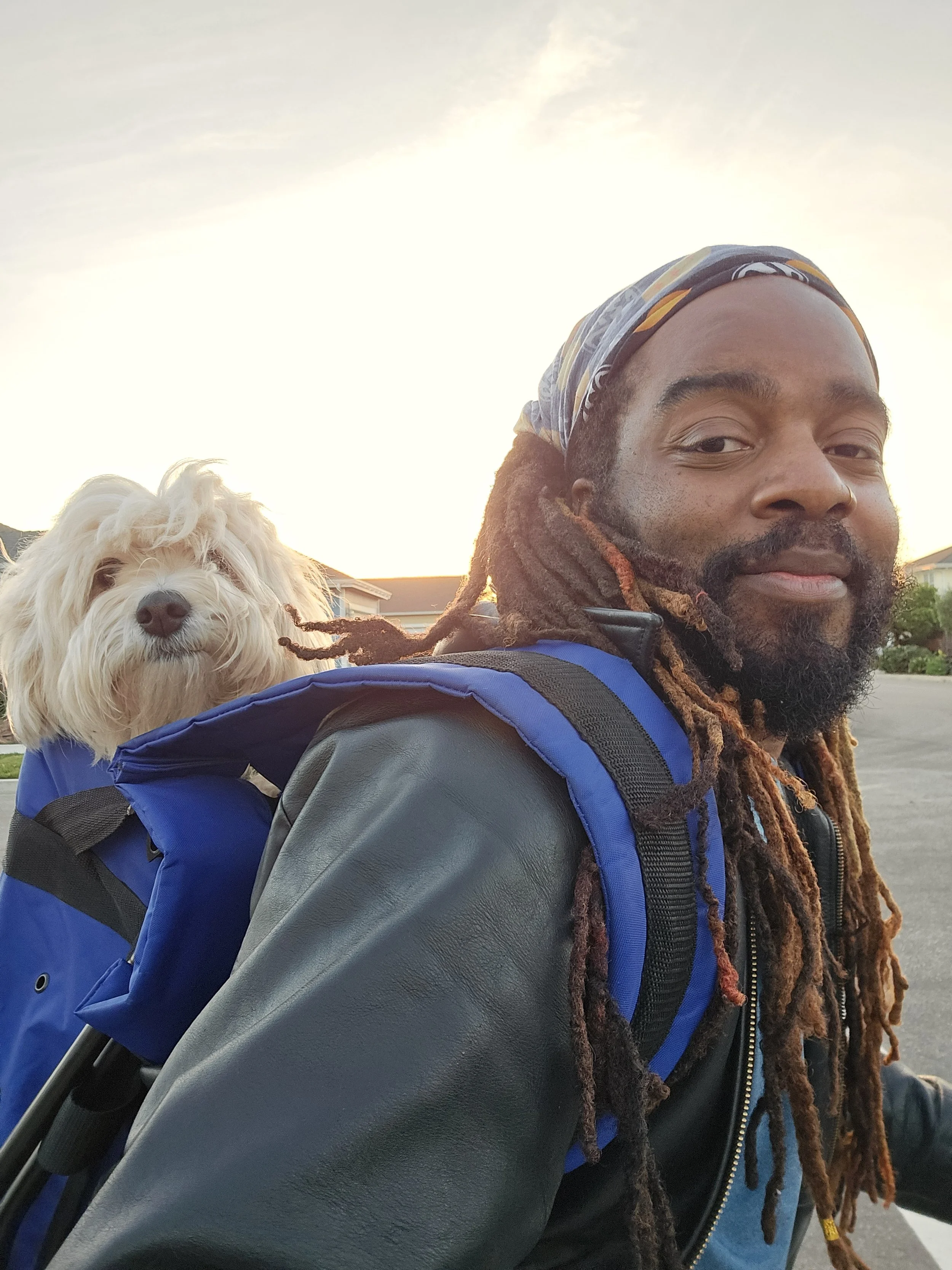 Me and My dog penny out for a ride