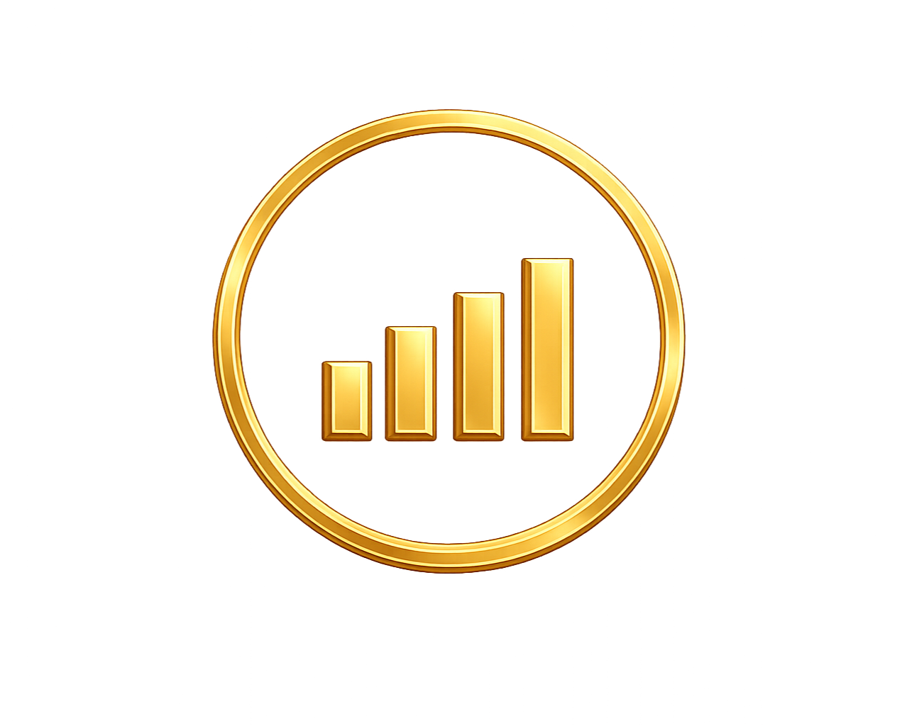 Golden ring with a bar graph inside showing increasing gold bars.