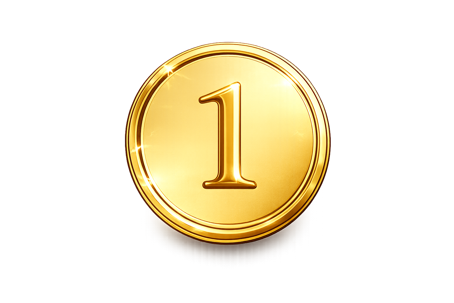 Shiny gold medal with the number 1 embossed in the center.
