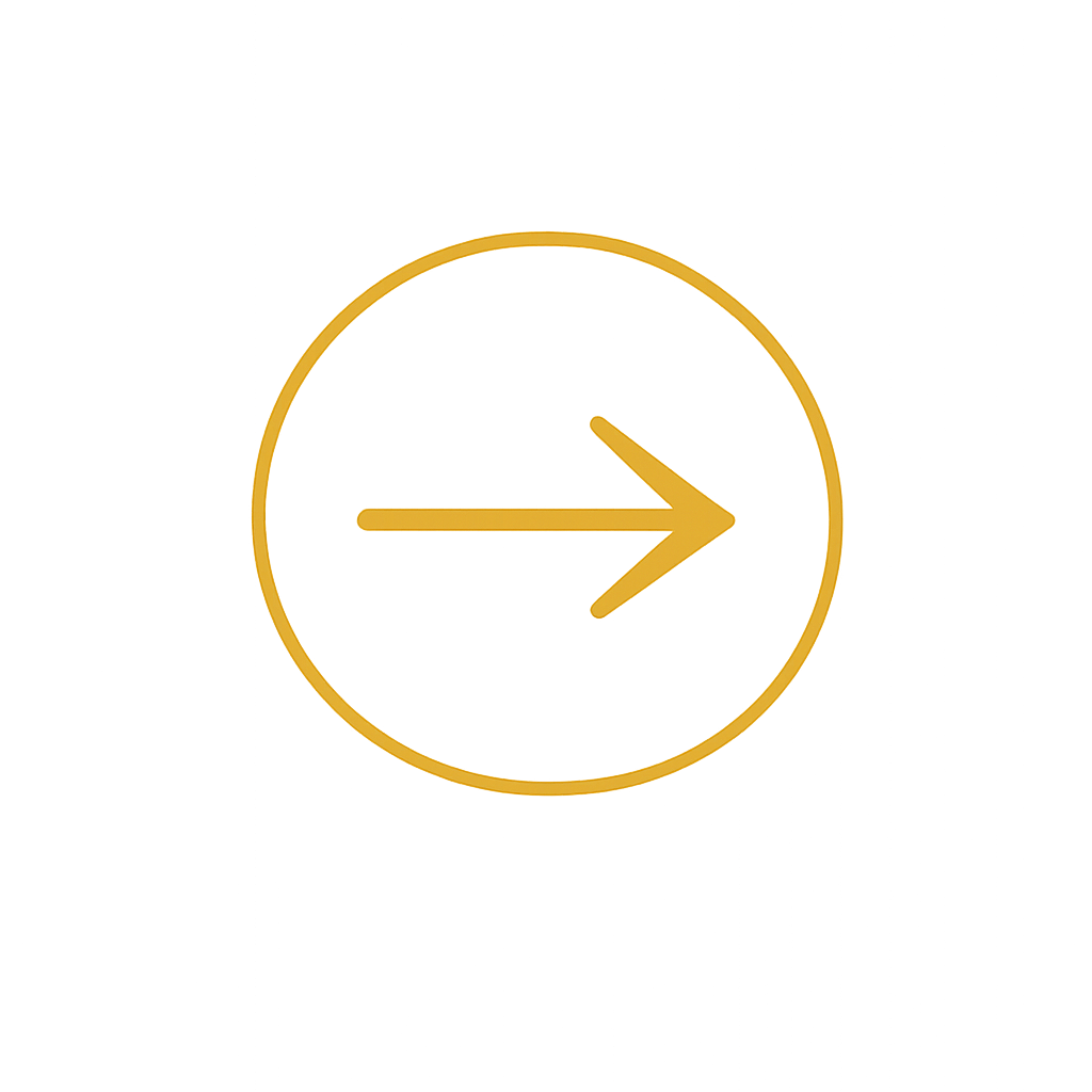 Gold-colored rightward arrow inside a gold circle on a black background.