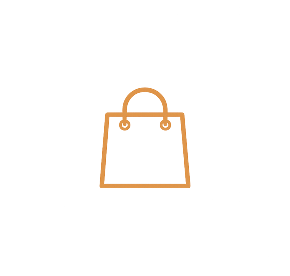 Outline of a shopping bag symbol with a handle.