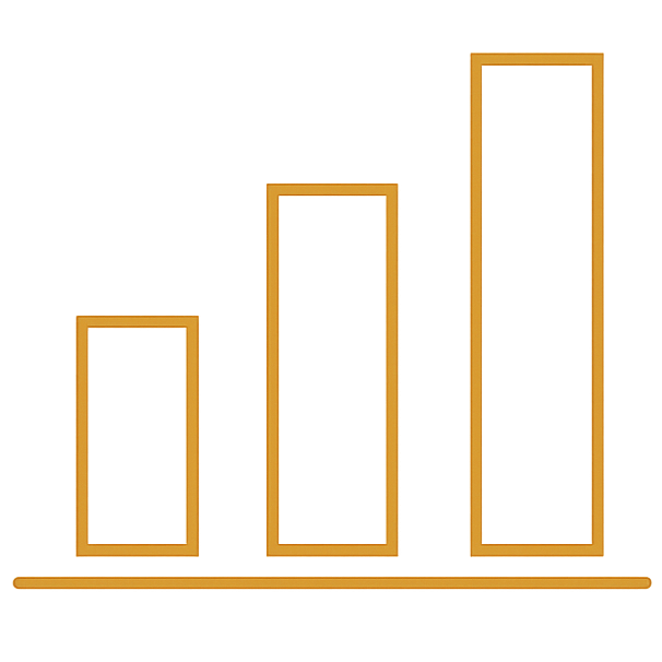 A hand-drawn bar graph with three vertical bars of increasing height.