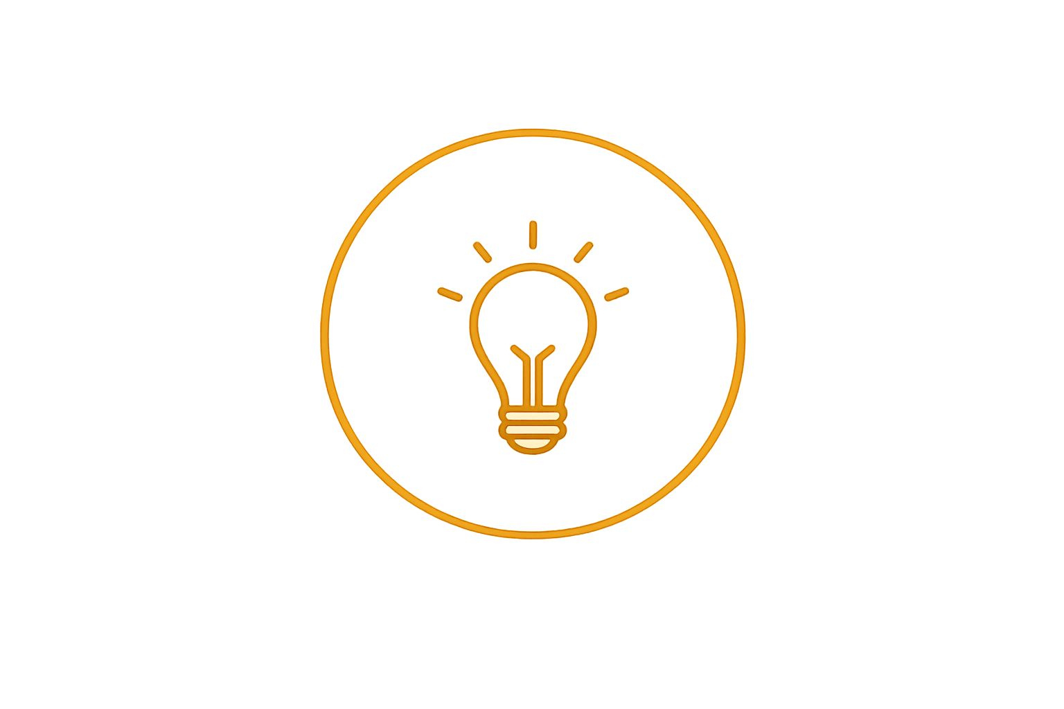A gold light bulb icon inside a circle, symbolizing an idea or innovation.