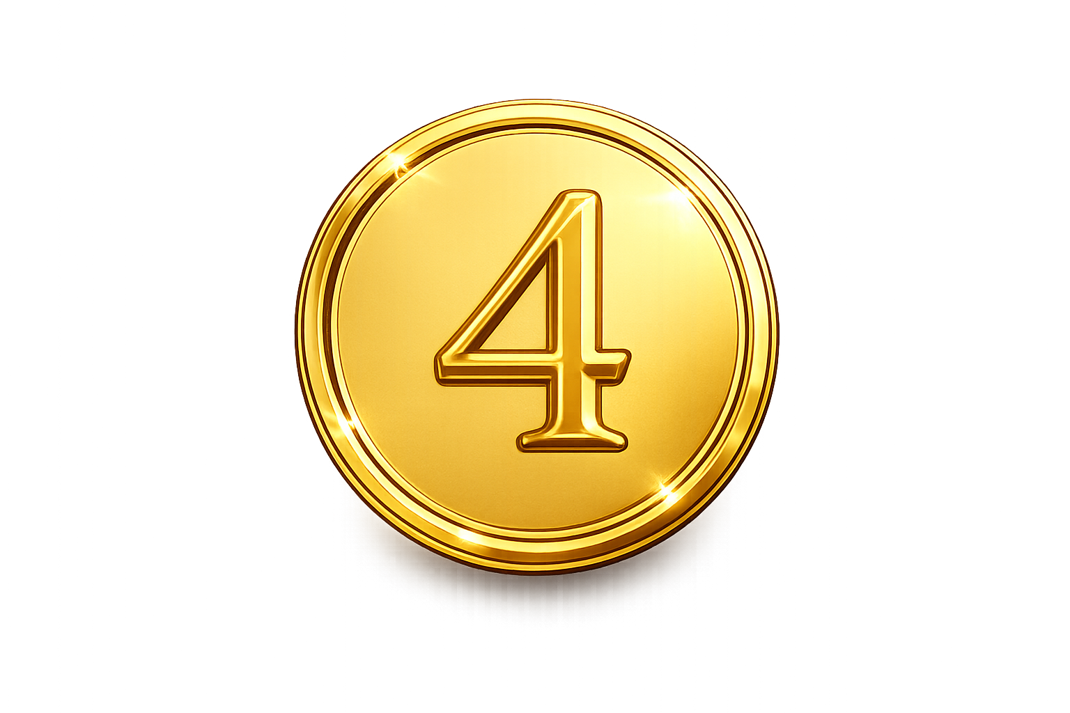 Shiny gold medal with the number 4 embossed in the center.