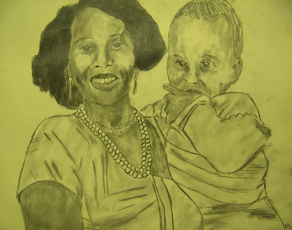  Mother and Child II 
 Pencil Drawing 