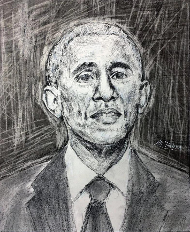  President Obama 
 Charcoal Drawing 