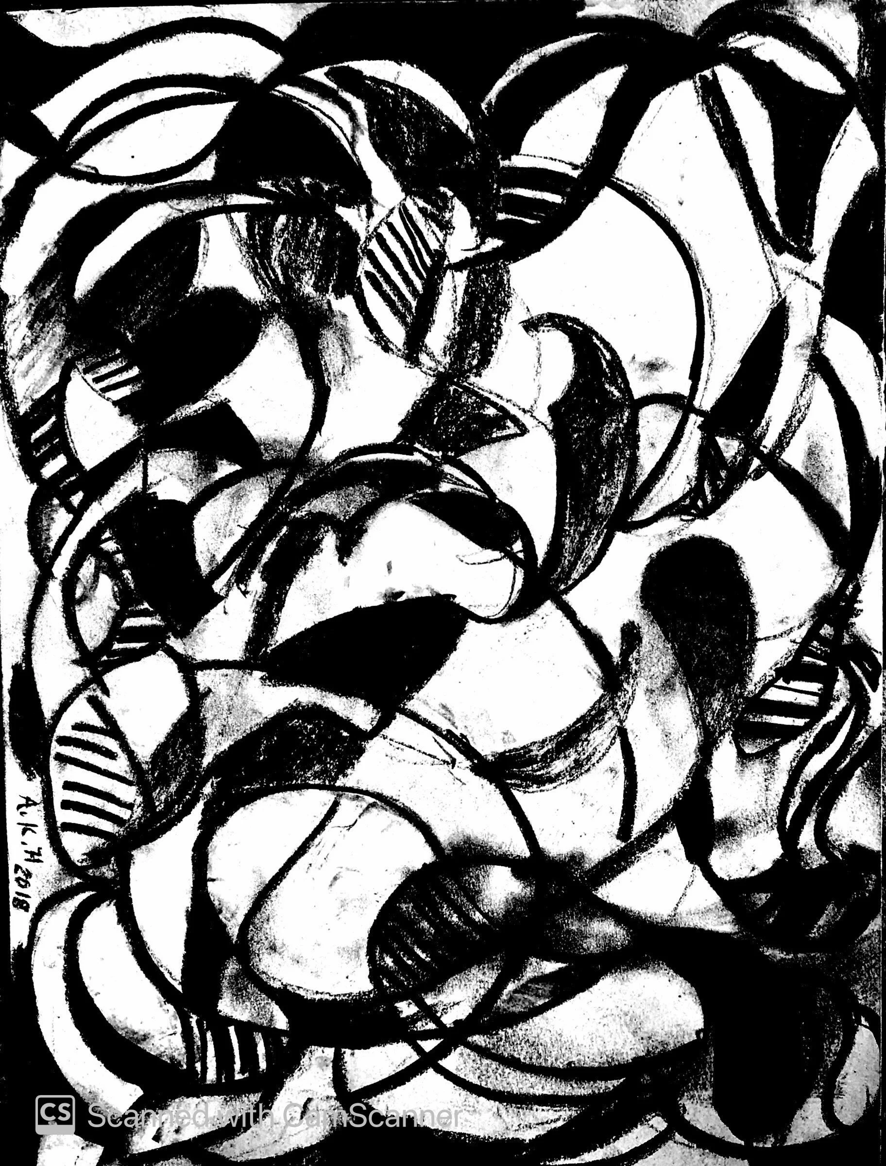 Conflicting Images 
 Charcoal Drawing 