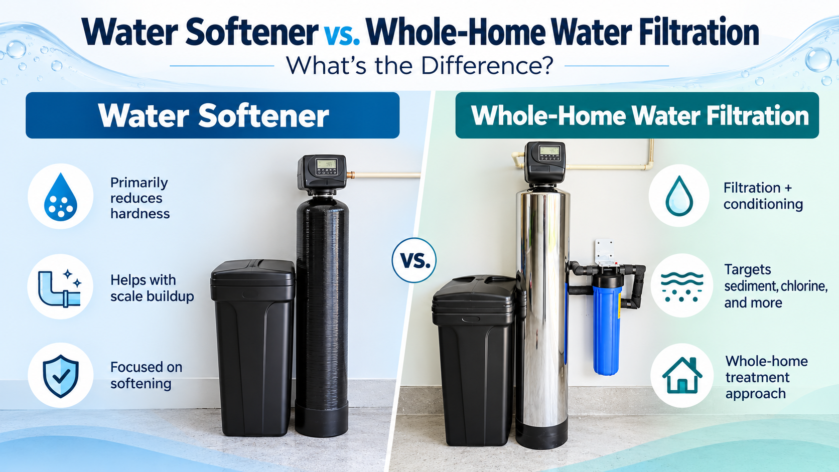 Water Softener vs. Whole-Home Water Filtration: What's the Difference?