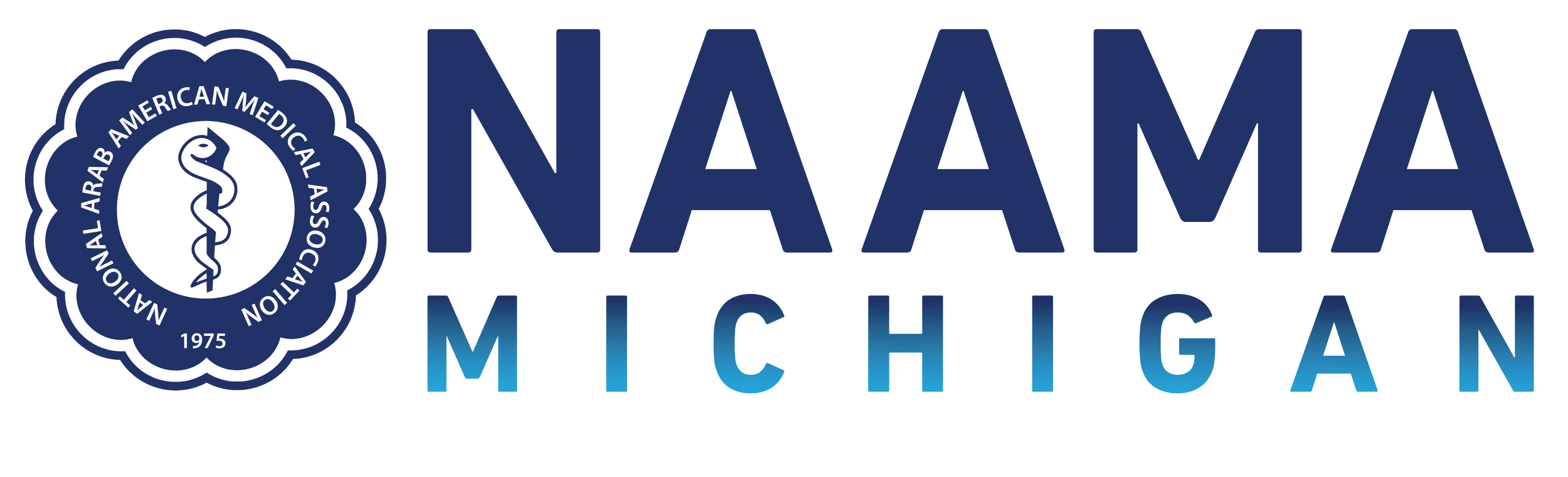 Logo for the National American Medical Association (NAAM) Michigan, featuring a caduceus symbol and text.
