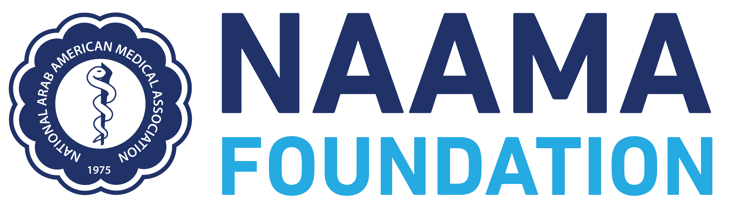 Logo of the NAAM Foundation with a blue and white emblem surrounding a medical caduceus symbol and the organization’s name in large blue and teal letters.