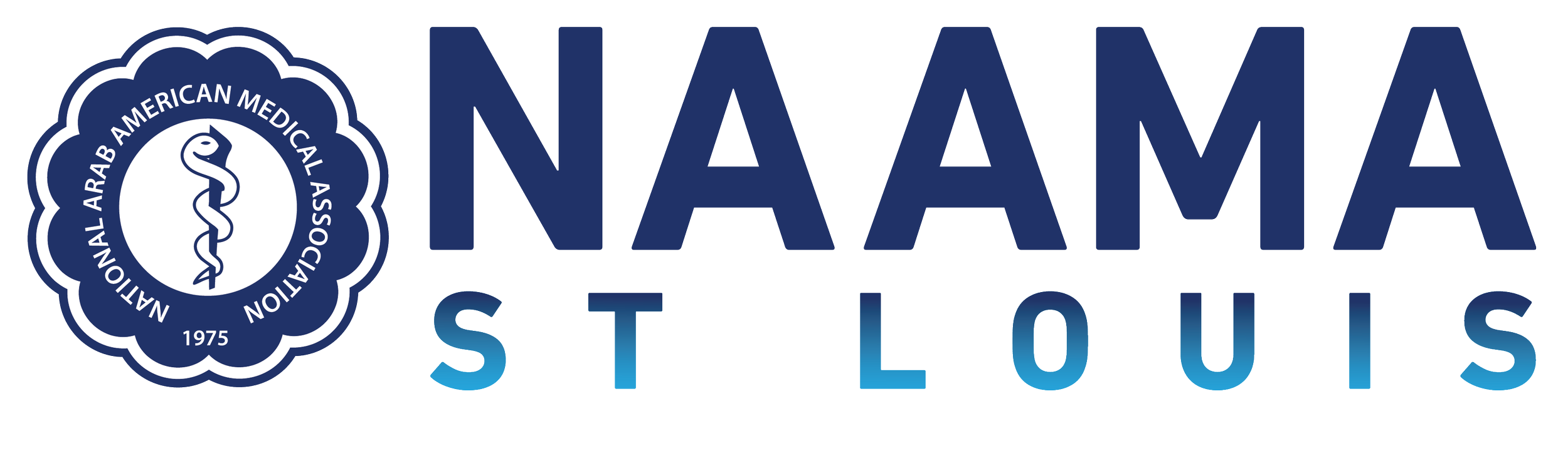 Logo of the National American Ambulance Association, NAAMA, featuring a caduceus symbol and text indicating the organization is based in St. Louis.