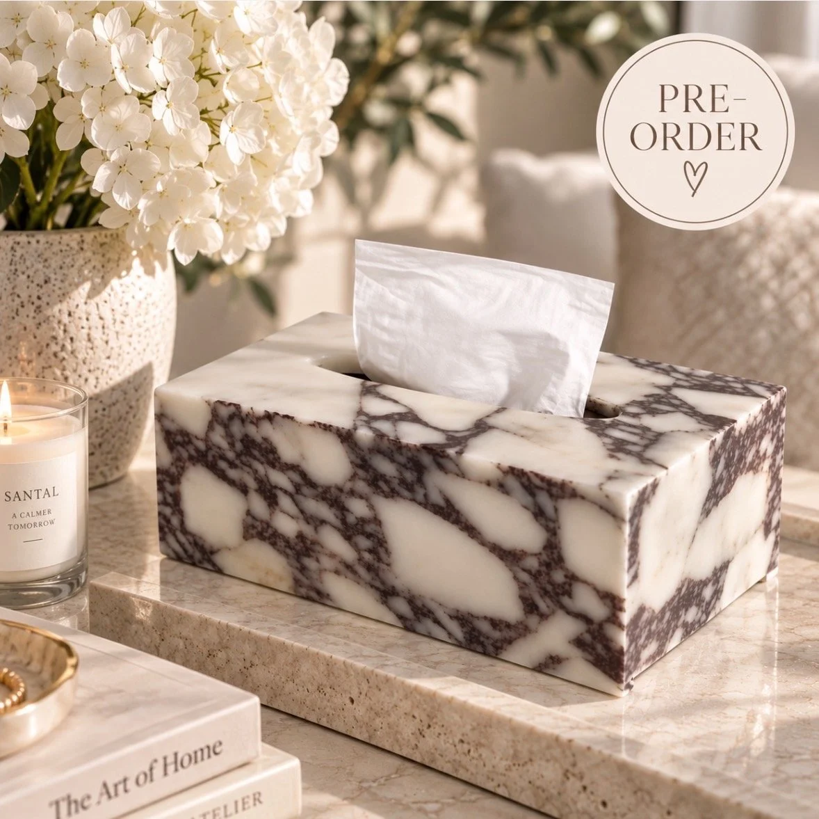 PRE-ORDER The Alessia Marble Tissue Box