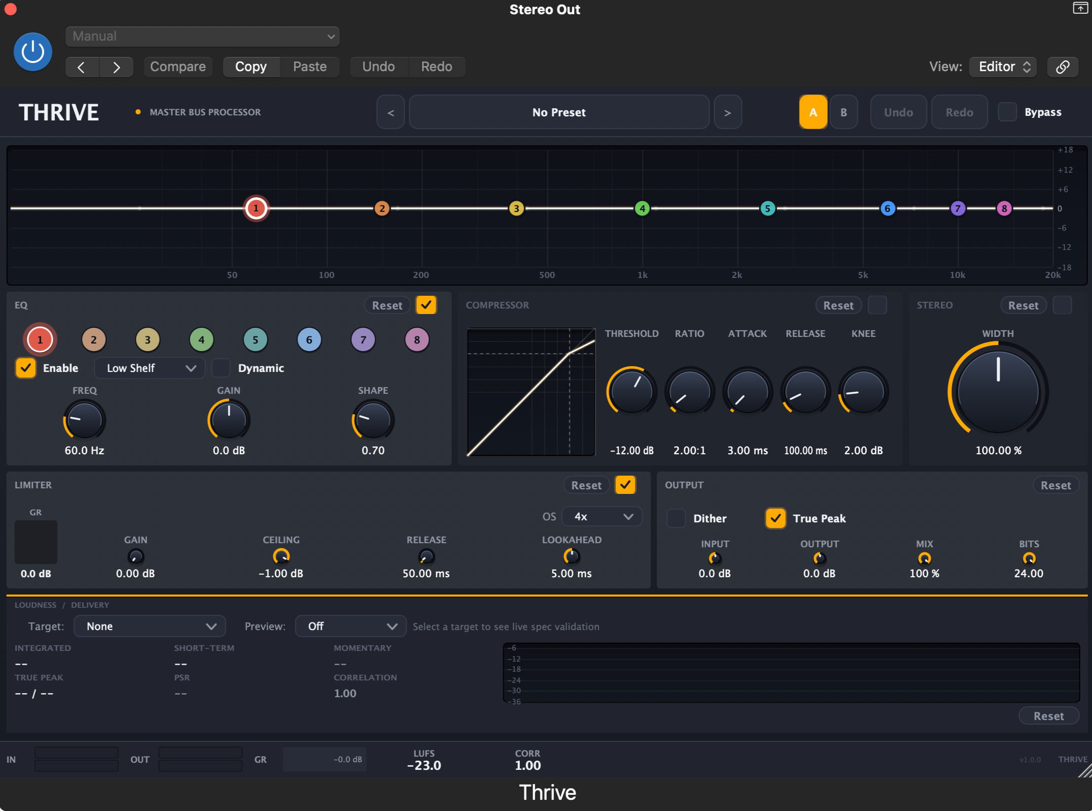 Thrive plugin window