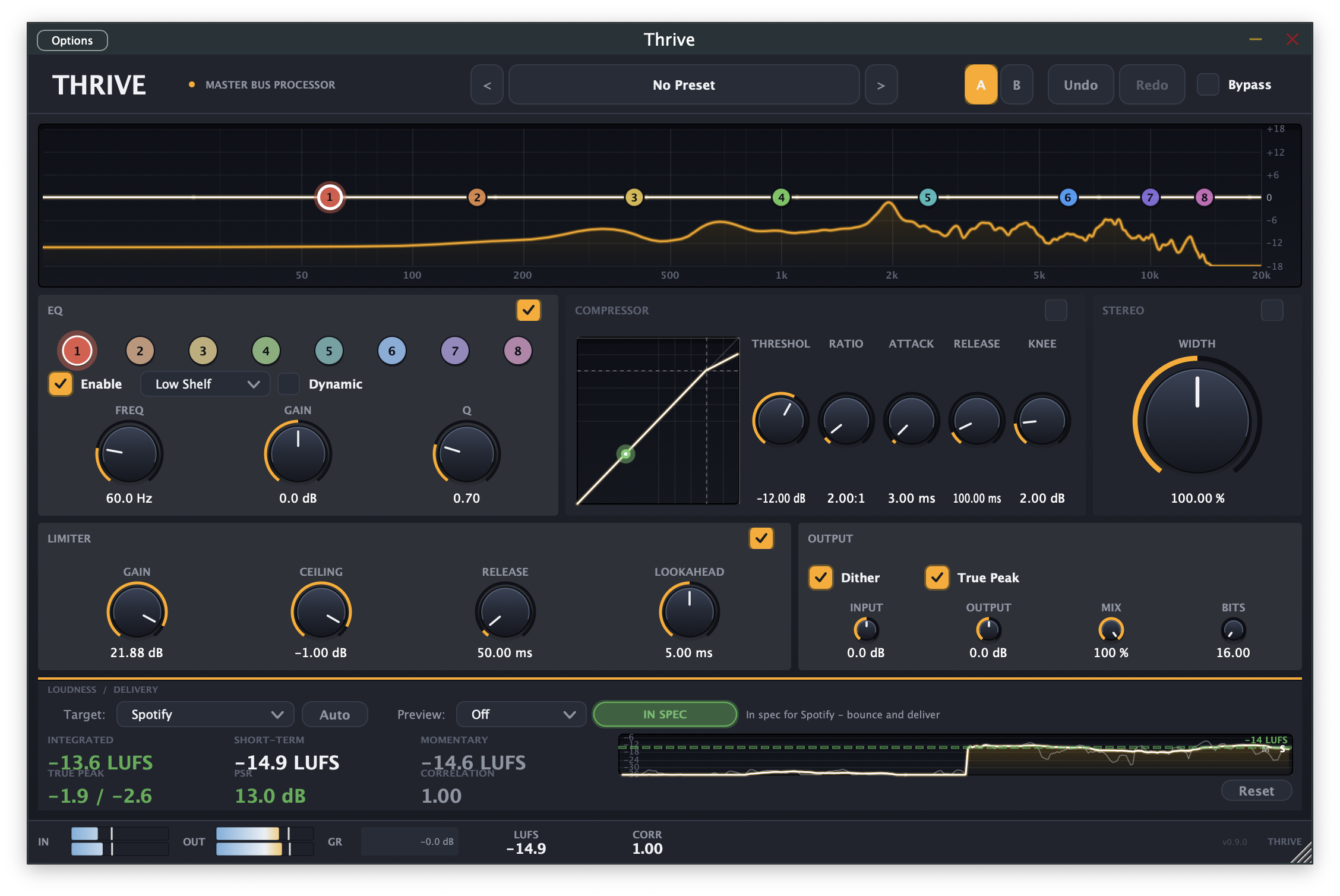 Thrive plugin window