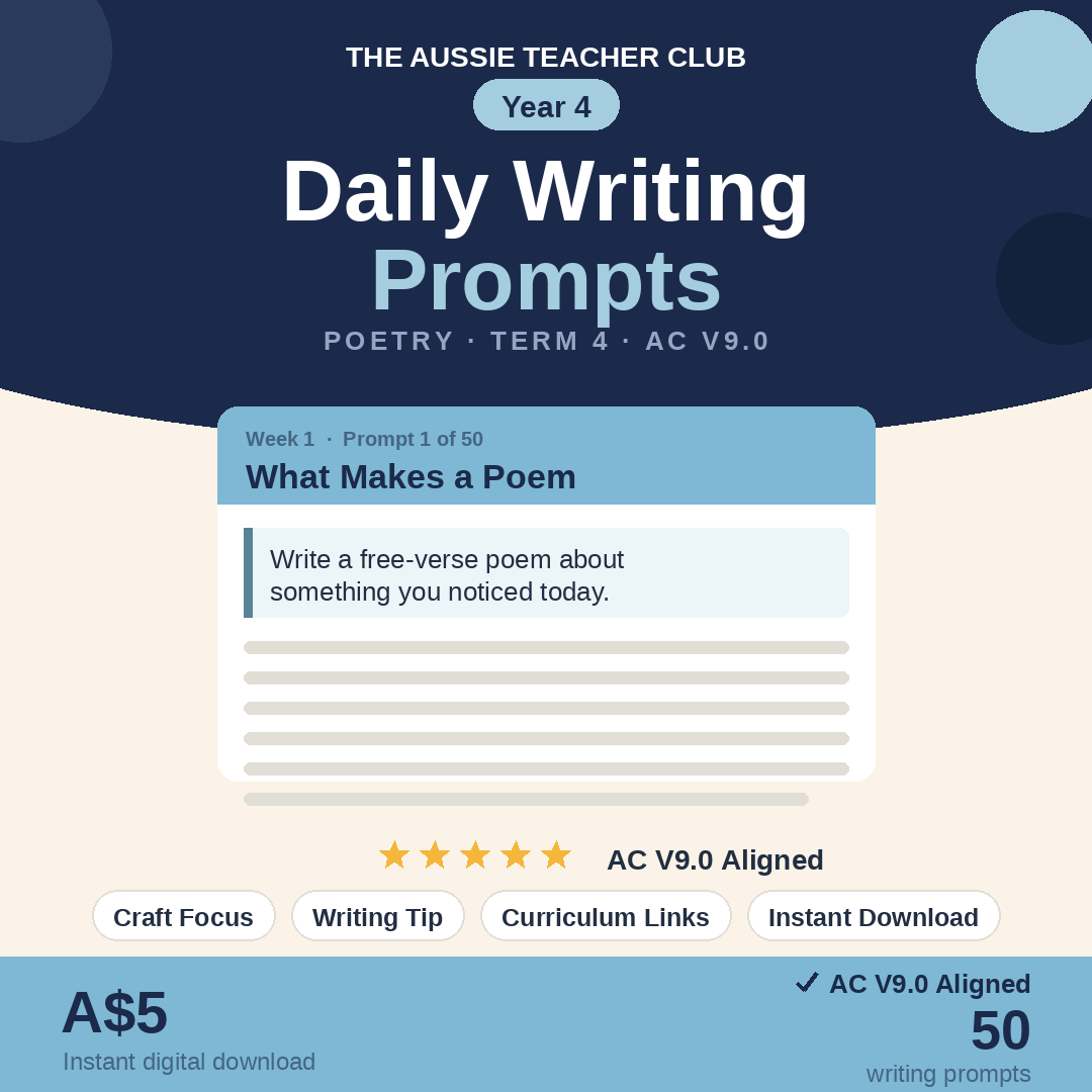 Daily Writing Prompts - Poetry - Term 4 - Year 4