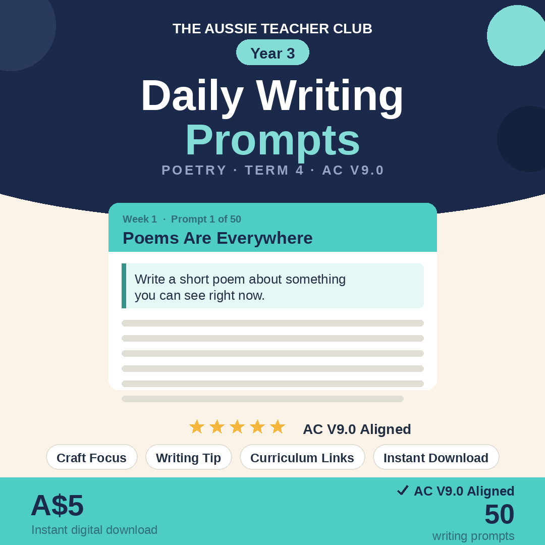 Daily Writing Prompts - Poetry - Term 4 - Year 3