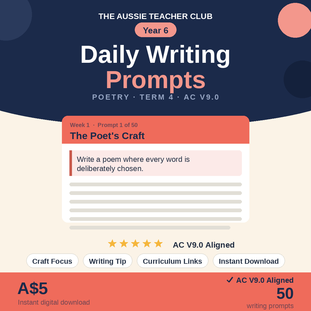 Daily Writing Prompts - Poetry - Term 4 - Year 6