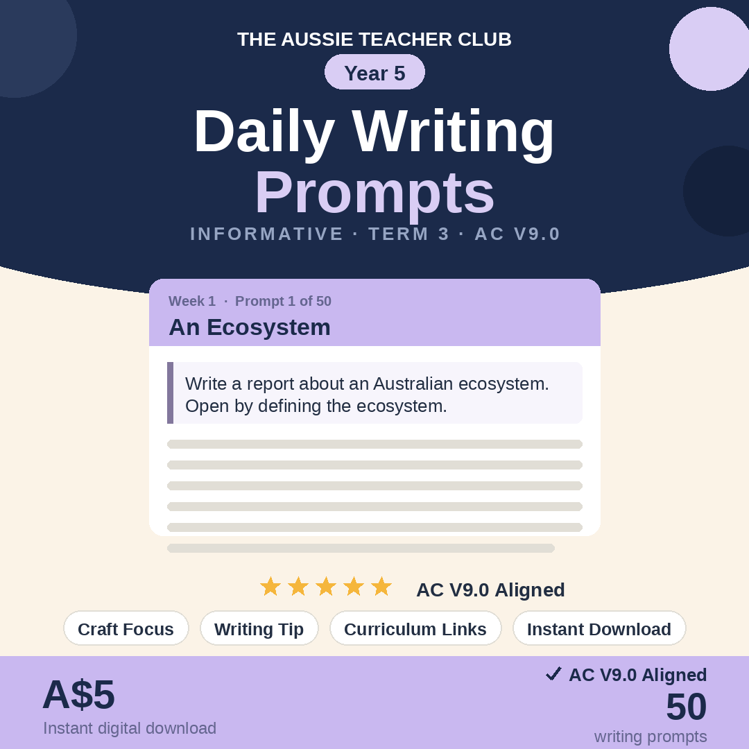 Daily Writing Prompts - Informative - Term 3 - Year 5