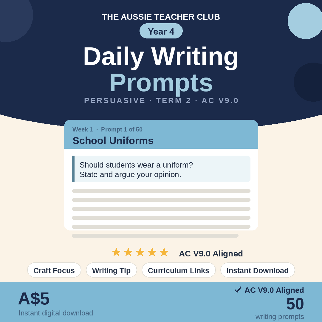 Daily Writing Prompts - Persuasive - Term 2 - Year 4