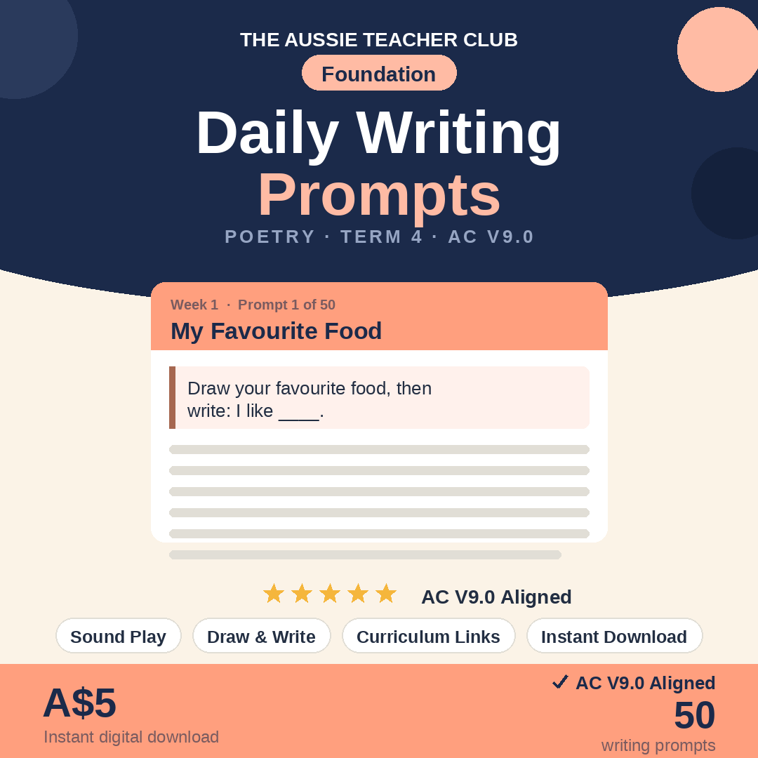 Daily Writing Prompts - Poetry - Term 4 - Foundation