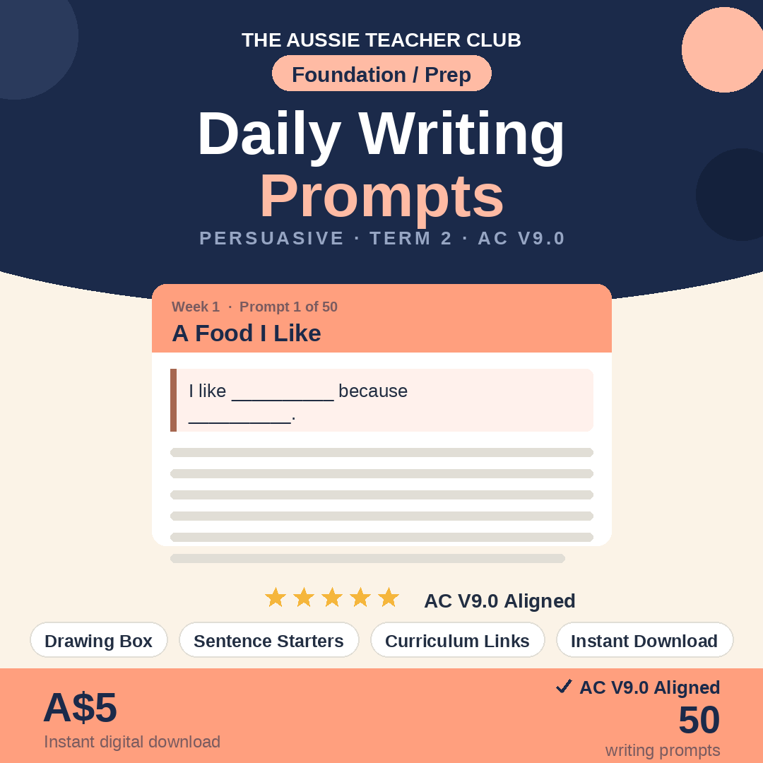 Daily Writing Prompts - Persuasive - Term 2 - Foundation