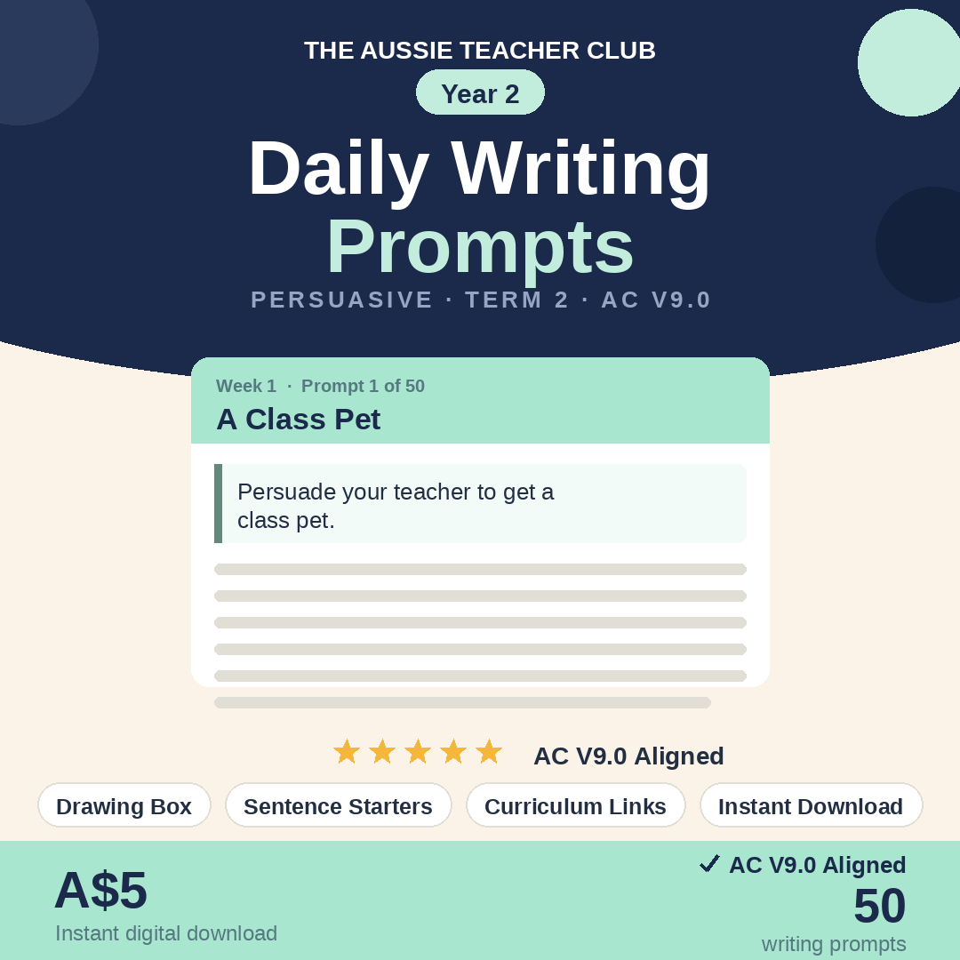 Daily Writing Prompts - Persuasive - Term 2 - Year 2