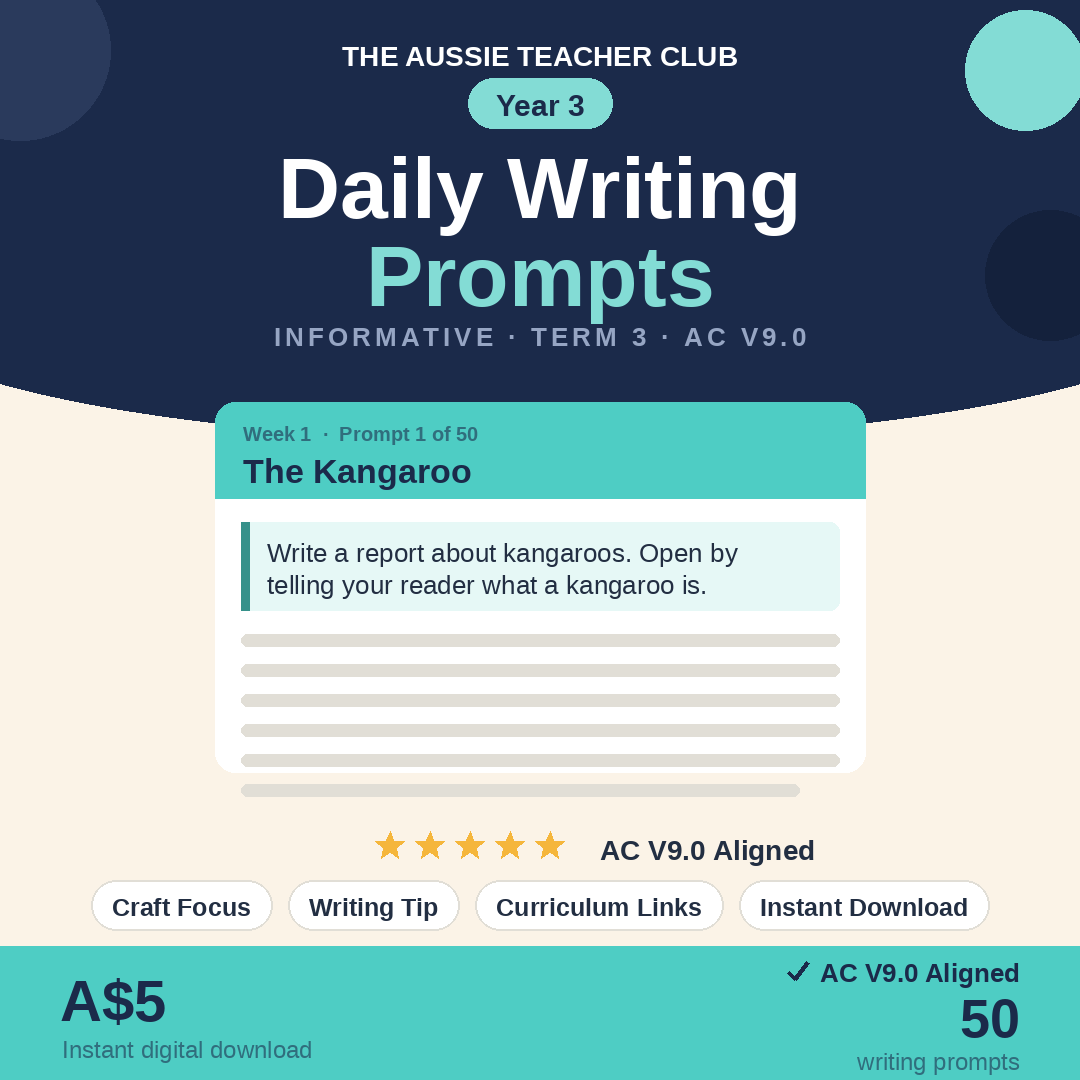 Daily Writing Prompts - Informative - Term 3 - Year 3