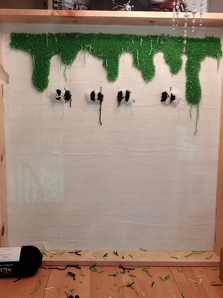 I was very busy today!! Working on a custom backdrop and tufting this rug in between paint coats!!
This rug will be for sale at the block party on the 29th!!