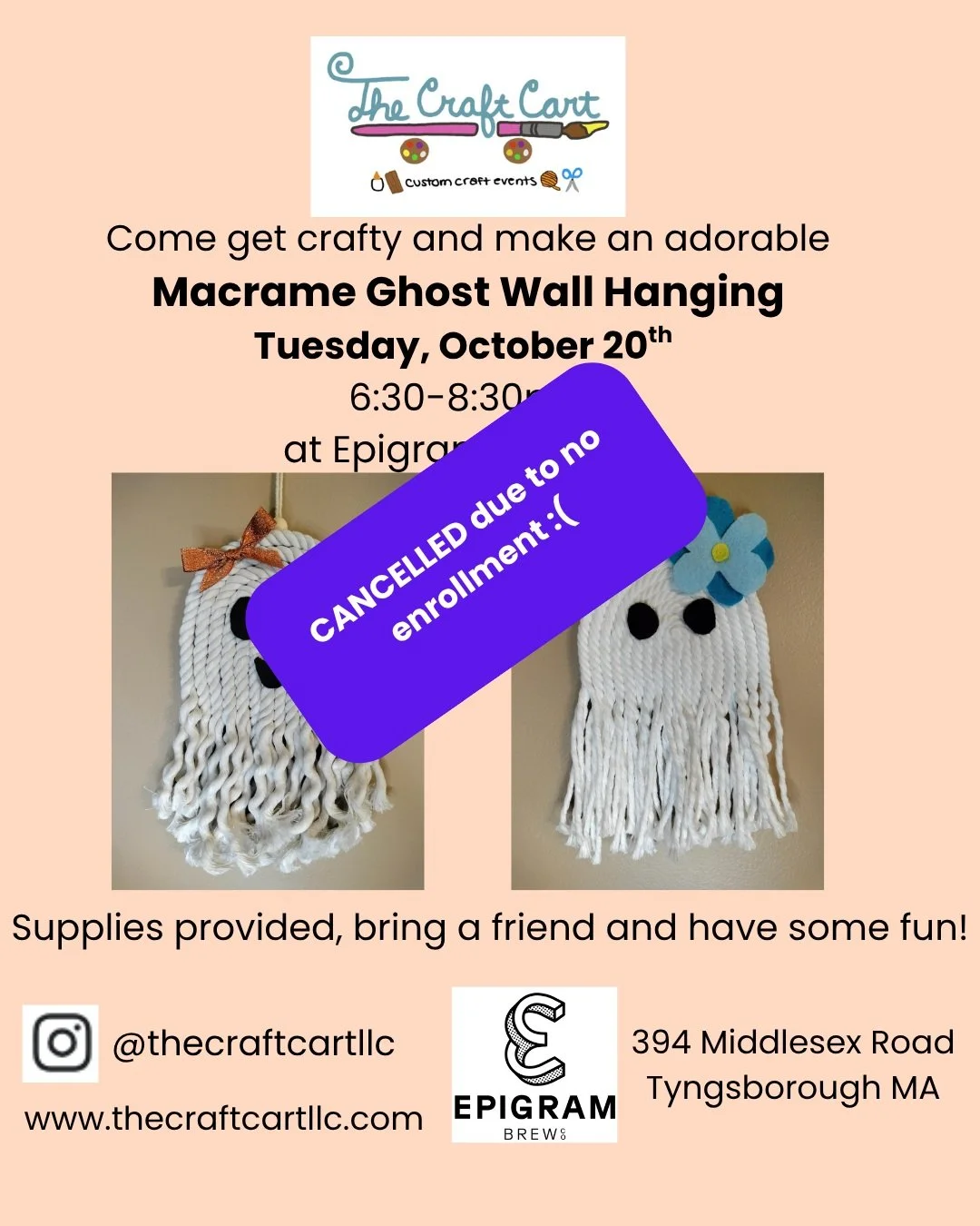 No sign ups for the ghosties so we are going to cancel tomorrow's (Oct 20th) workshop that was supposed to be held at @epigrambrewco 
Hopefully we will see you another time for another workshop!