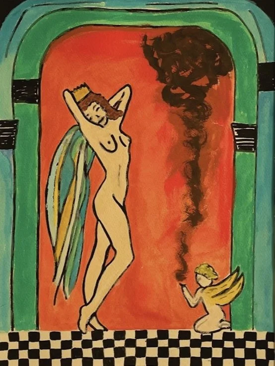 Who Is She, 2022. Gouache on paper. 9x12