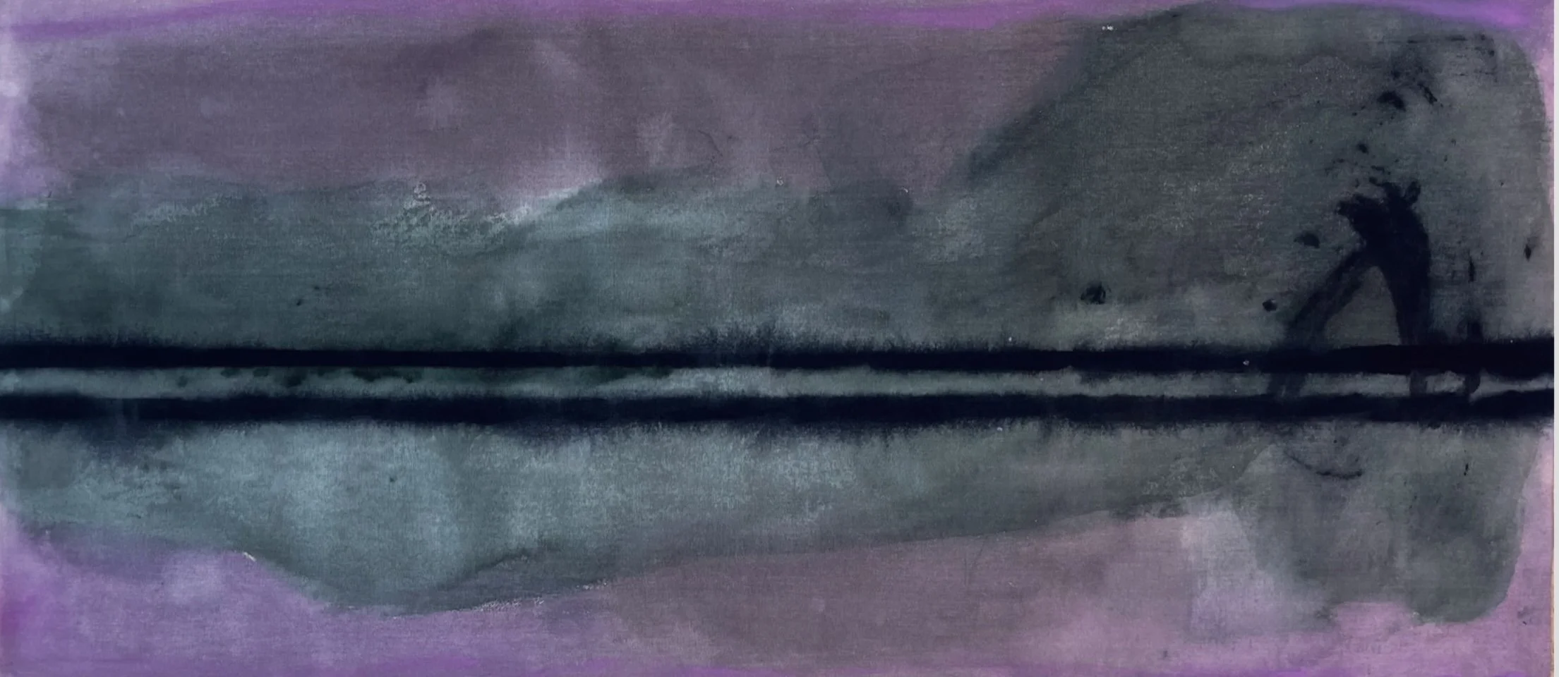 Between eternity and time, 2023. Gouache on canvas. 36x16