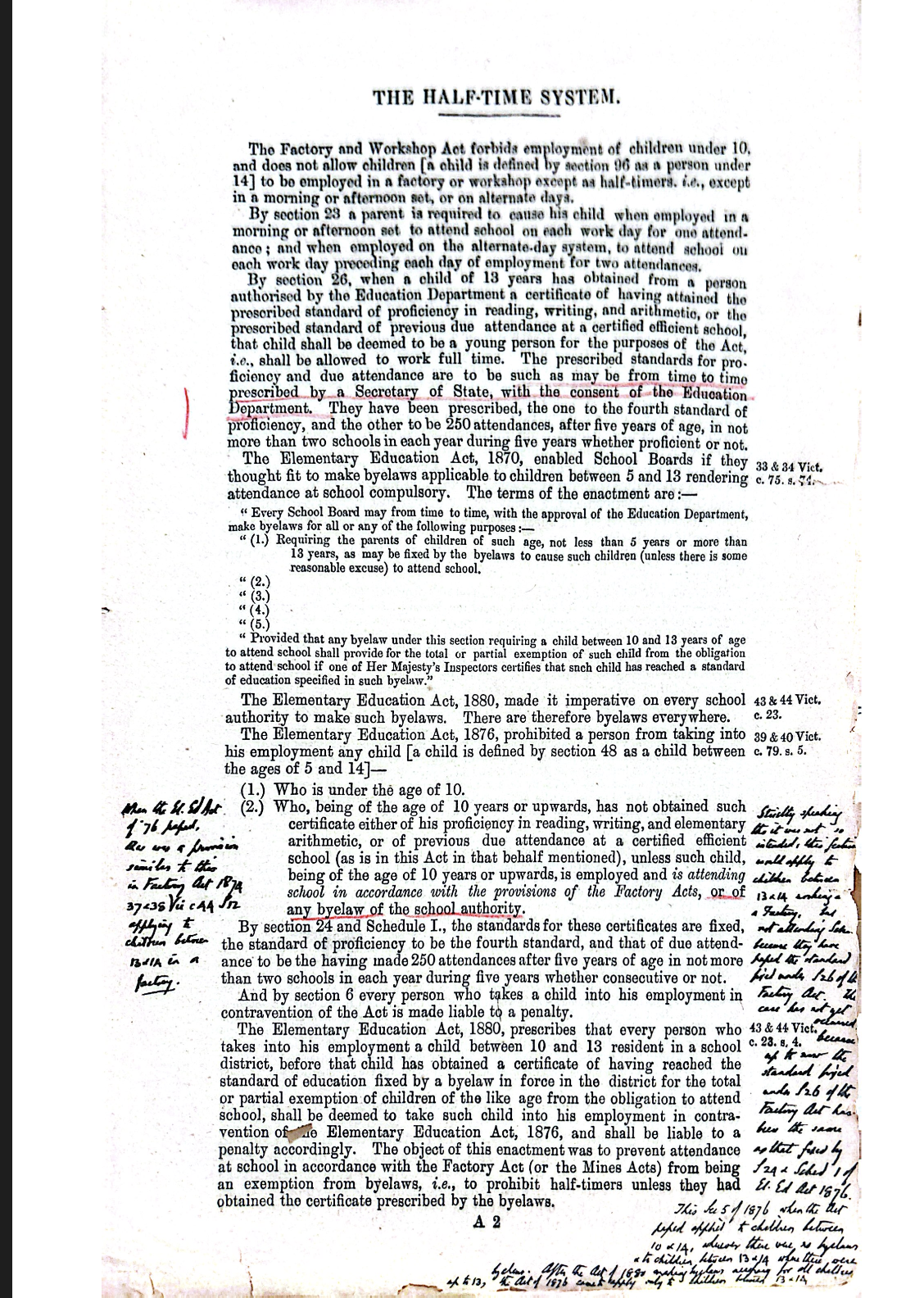 FACTORIES: Factory and Workshops Act. Law Officer's Opinion 936 School Attendance (1878-95)