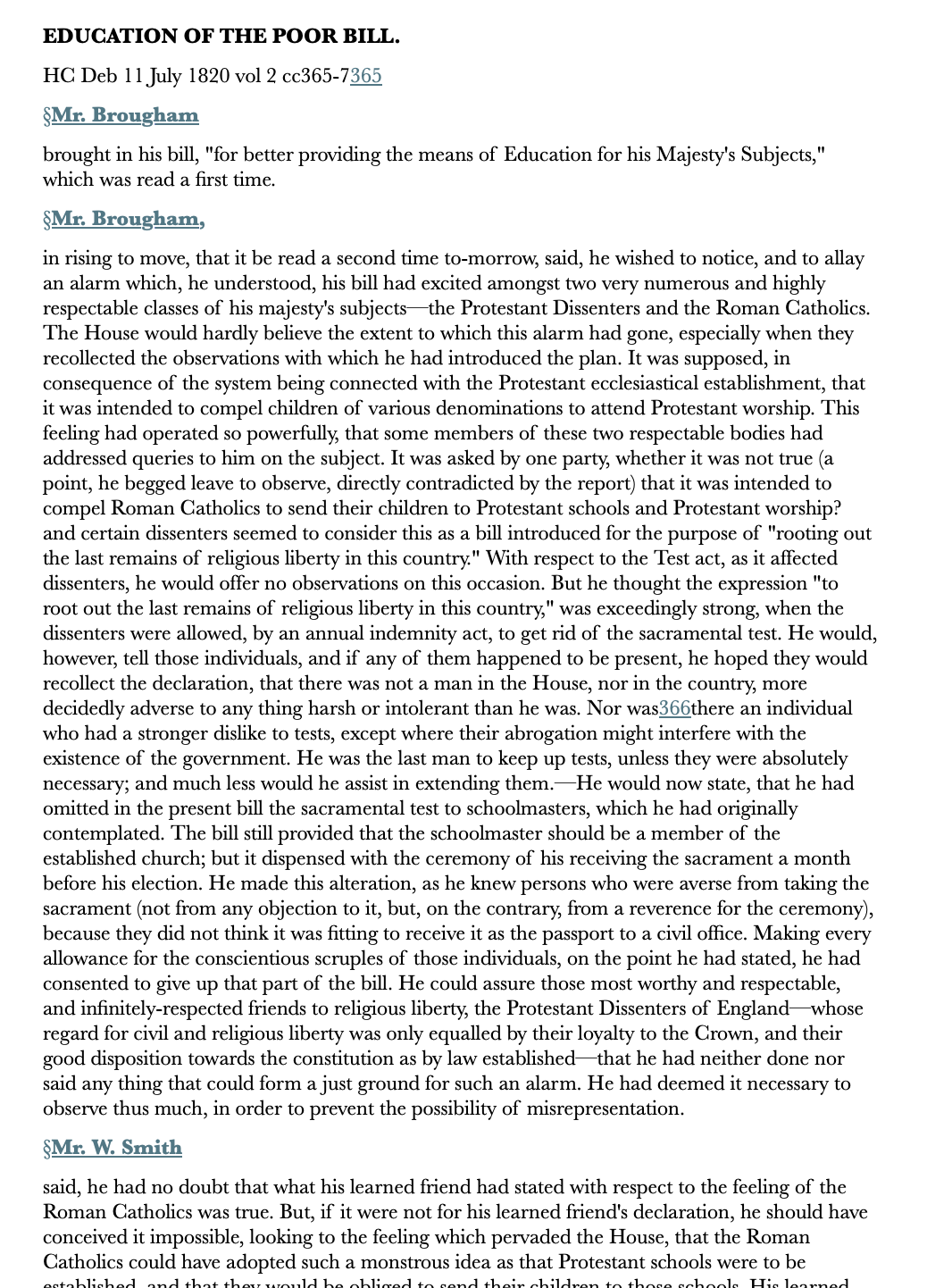 Education of the Poor Bill — 11 July 1820 — Commons