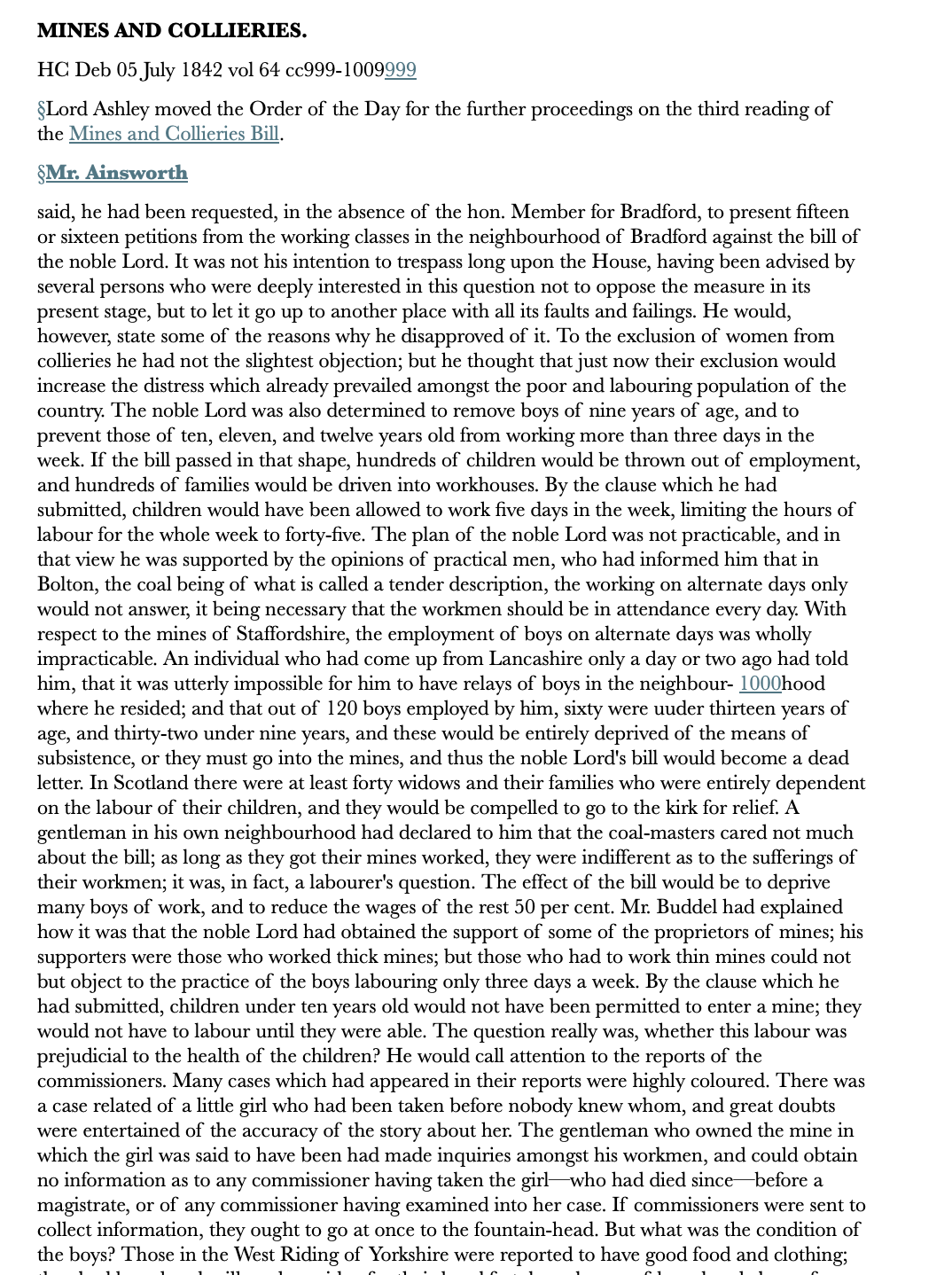 Mines and Collieries — 5 July 1842 — Commons