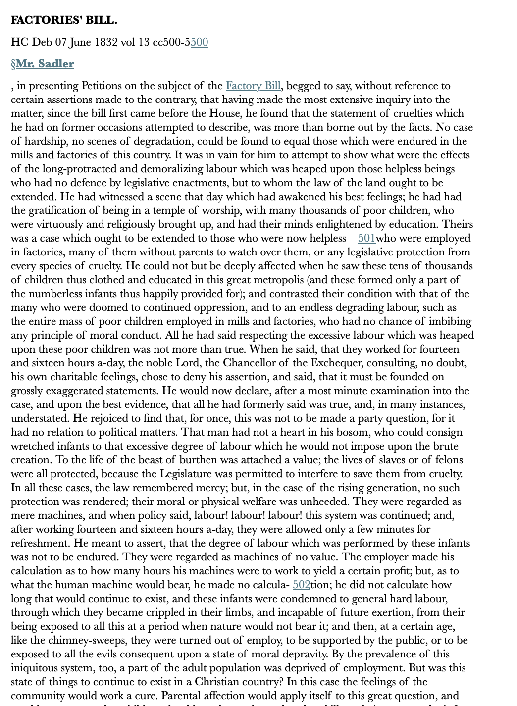 Factories’ Bill — 7 June 1832 — Commons
