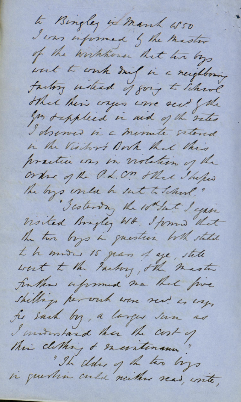 Folios 16-17. Draft letter from the Poor Law Board to George Spencer, Clerk to the Guardians of the Keighley Poor Law Union, regarding the receipt of a letter from Mr Browne, School Inspector. (1851)