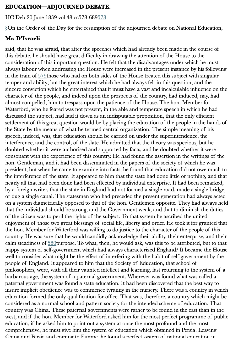 Education—Adjourned Debate — 20 June 1839 — Commons