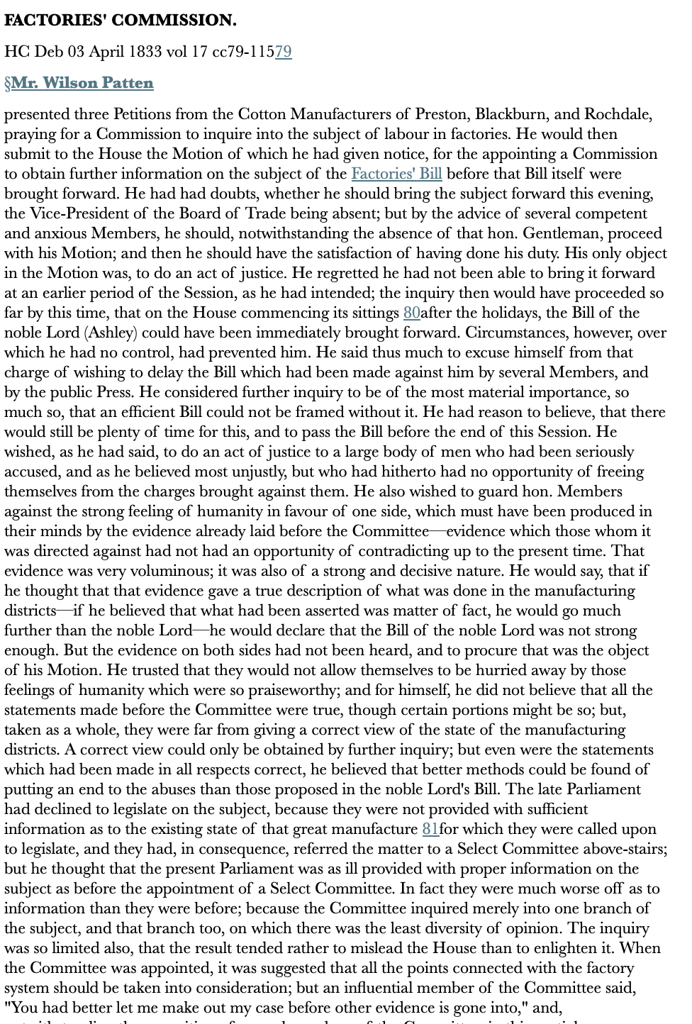 Factories’ Commission — 3 April 1833 — Commons