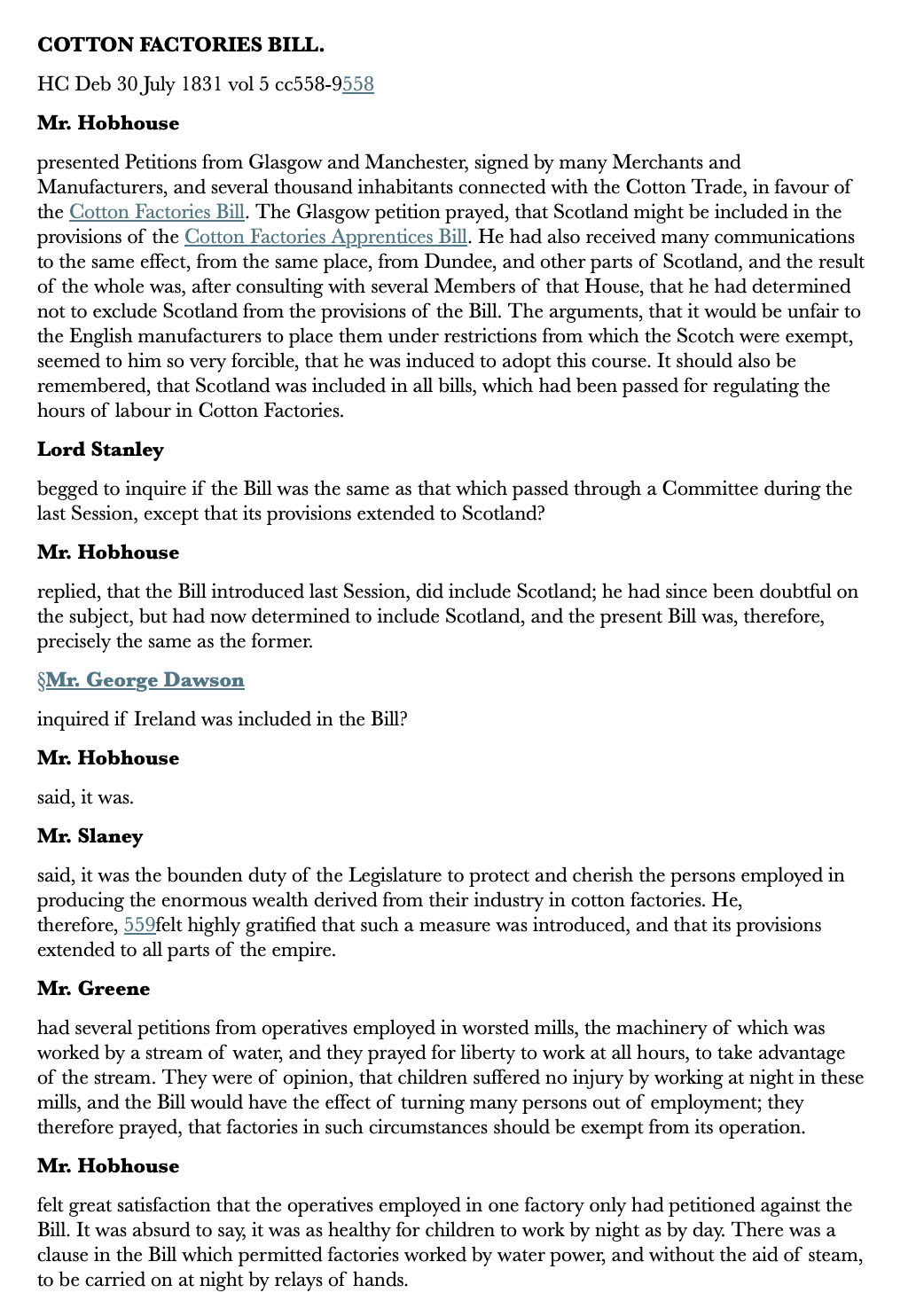 Cotton Factories Bill — 30 July 1831 — Commons