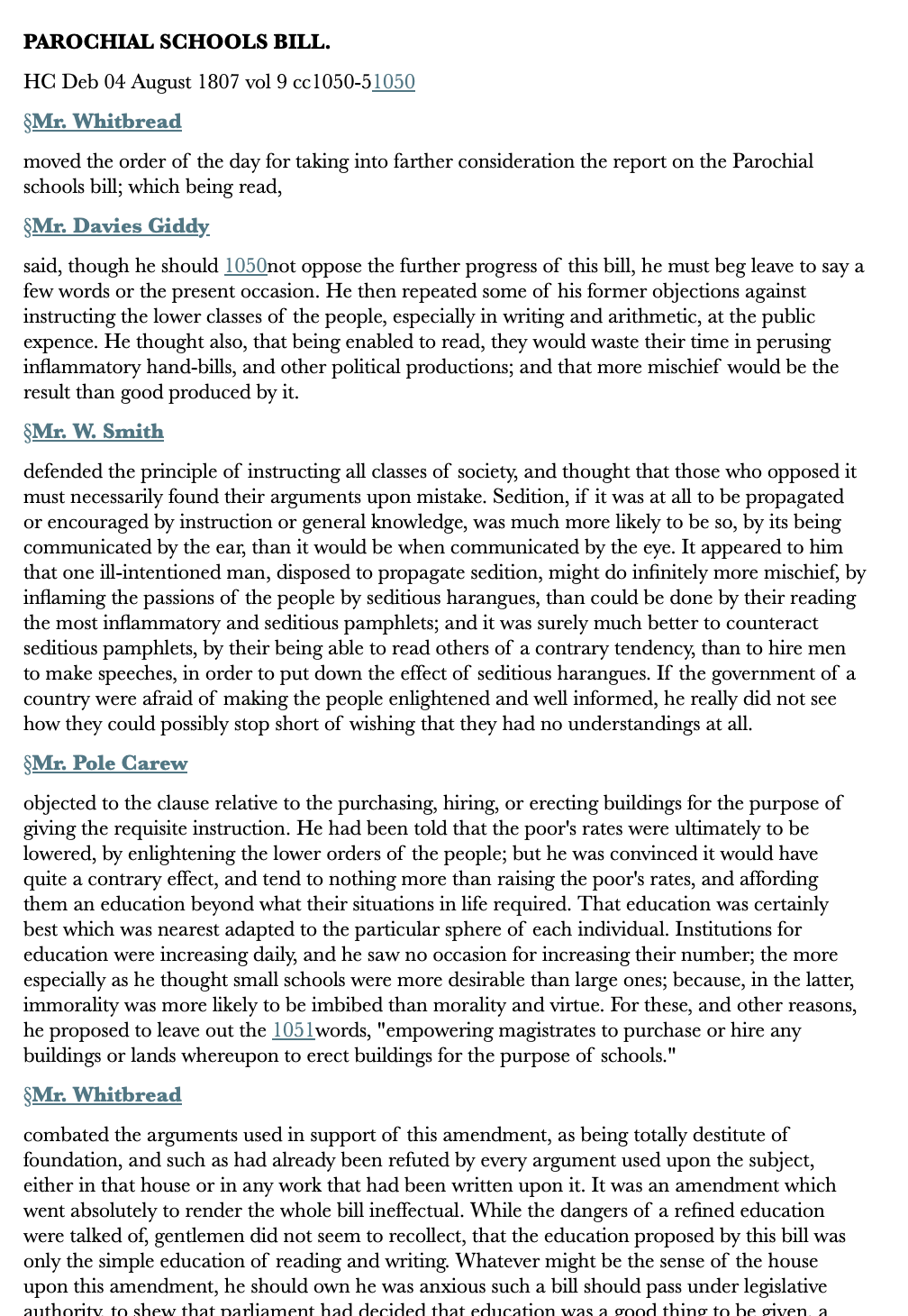 Parochial Schools Bill — 4 August 1807 — Commons