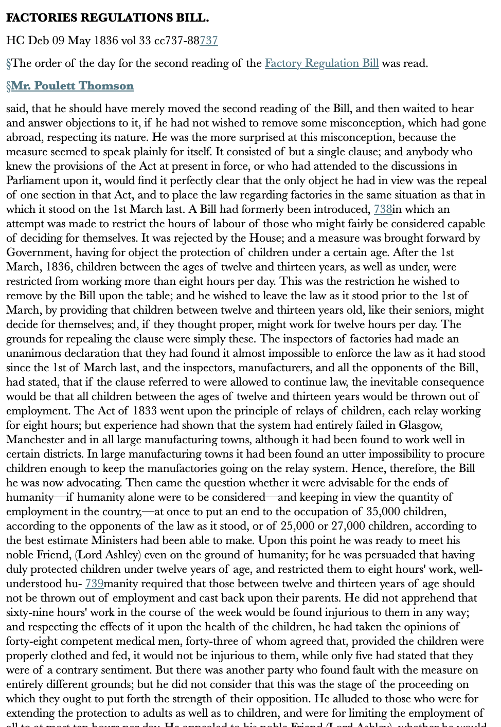 Factories Regulations Bill — 9 May 1836 — Commons