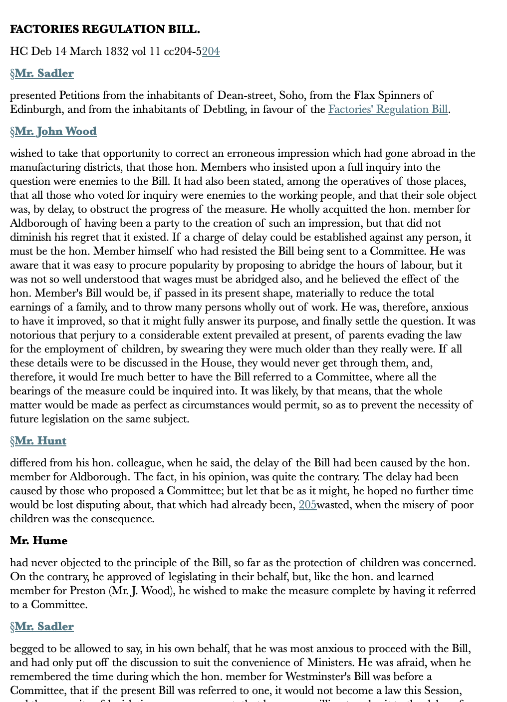 Factories Regulation Bill — 14 March 1832 — Commons