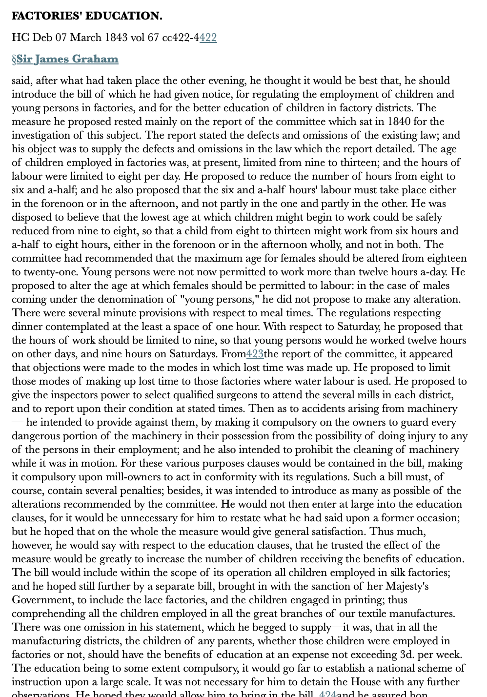 Factories’ Education — 7 March 1843 — Commons