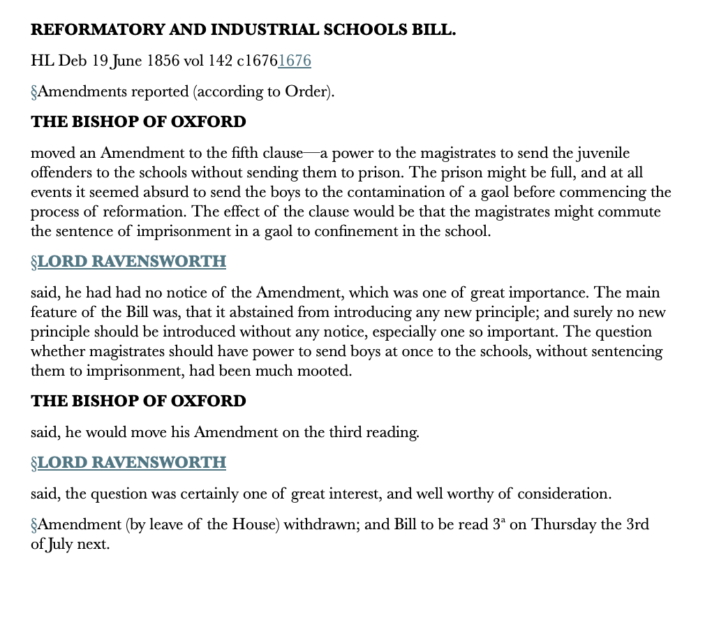 Reformatory and Industrial Schools Bill — 19 June 1856 — Lords