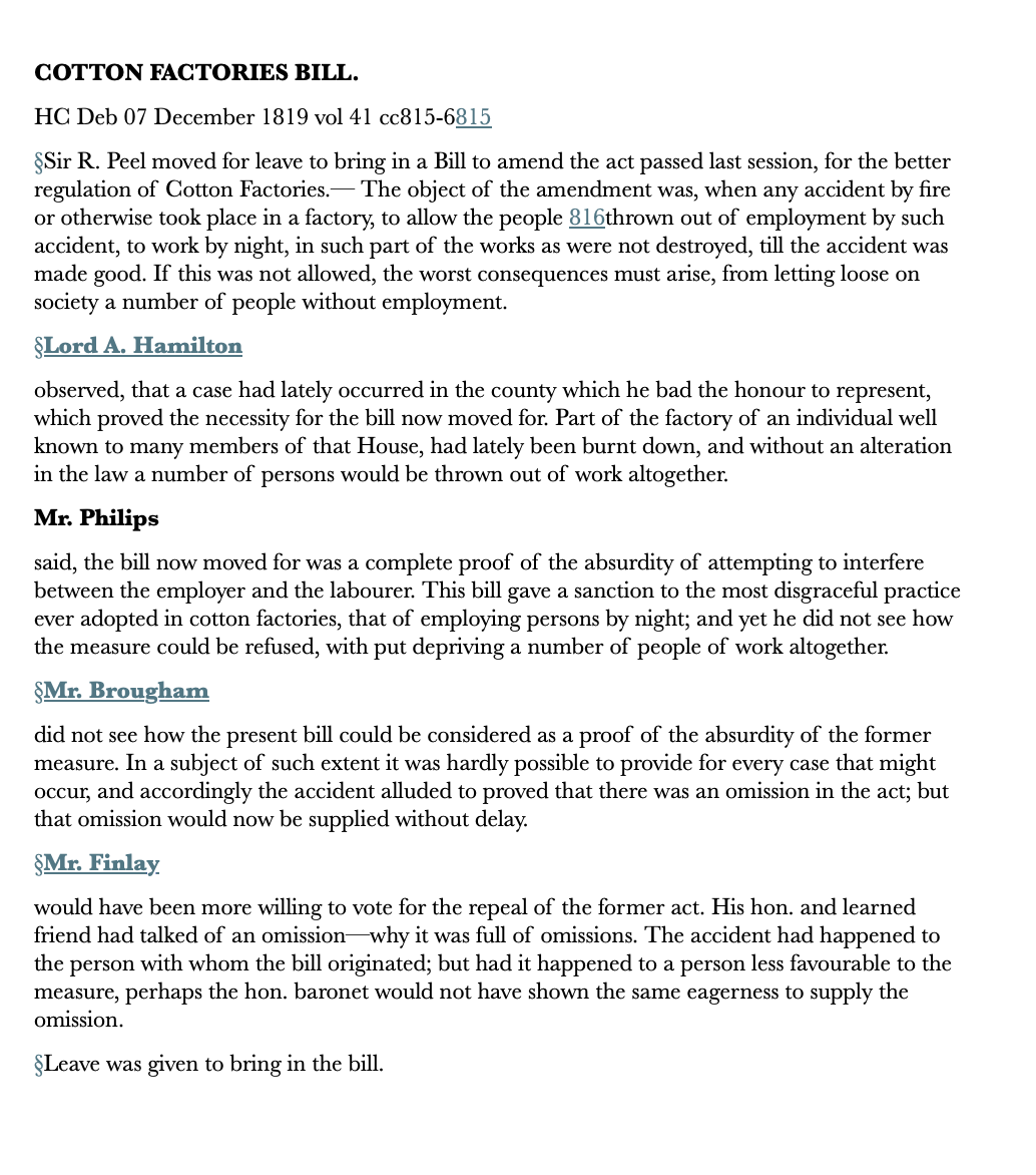 Cotton Factories Bill — 7 December 1819 — Commons