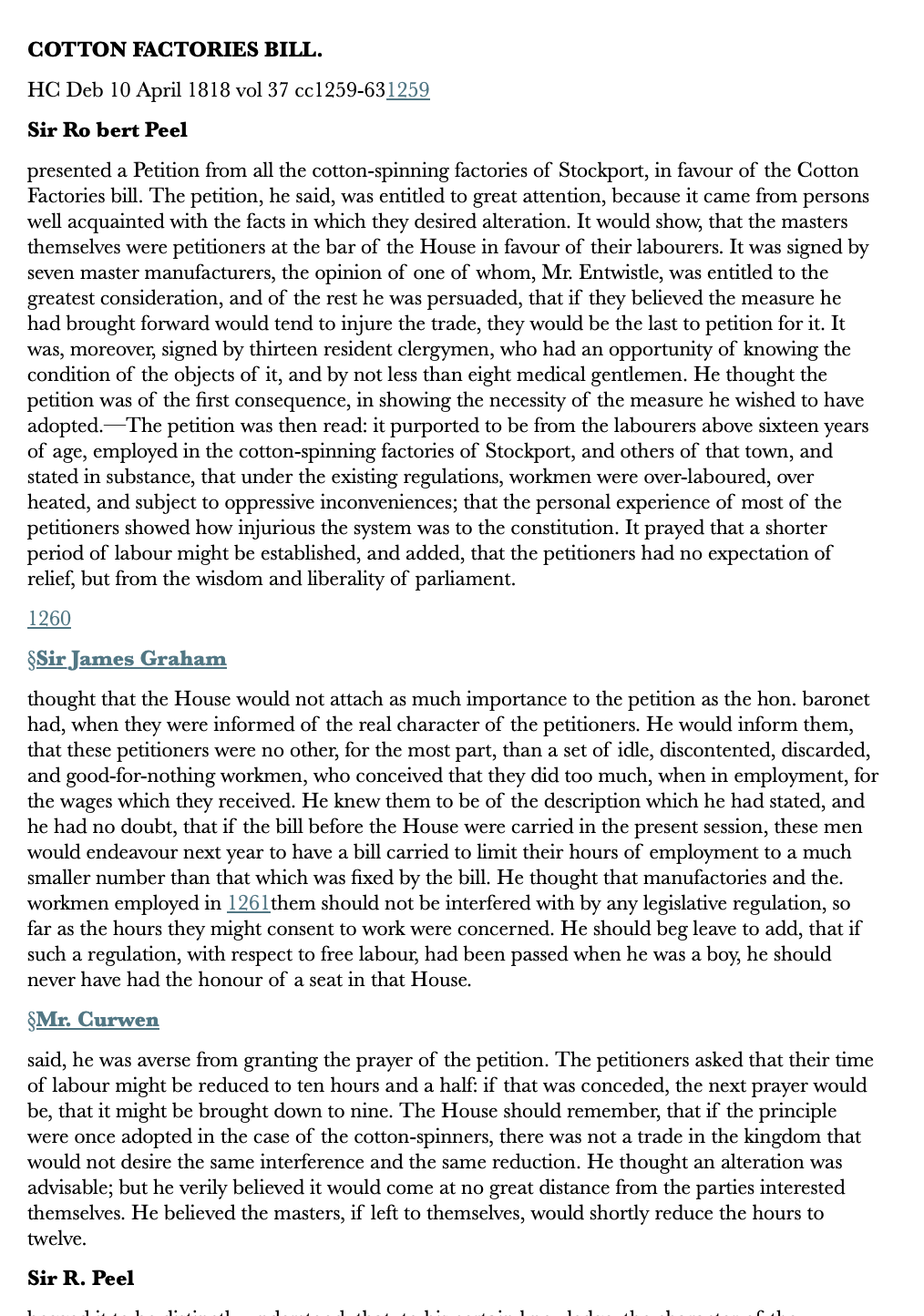 Cotton Factories Bill — 10 April 1818 — Commons